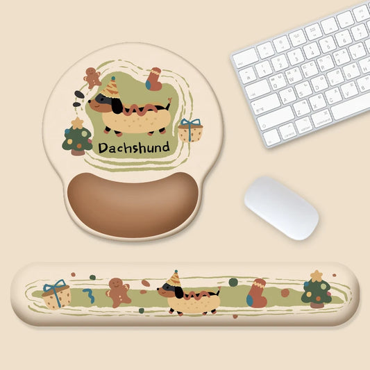 Dachshund Silicone Wrist Support Mouse Pad Non Slip Mouse and Keyboard Pad Office Home Laptop Keyboard Wrist Rest Cushion Peaceful Pleasures Health and Wellness 2 PCS