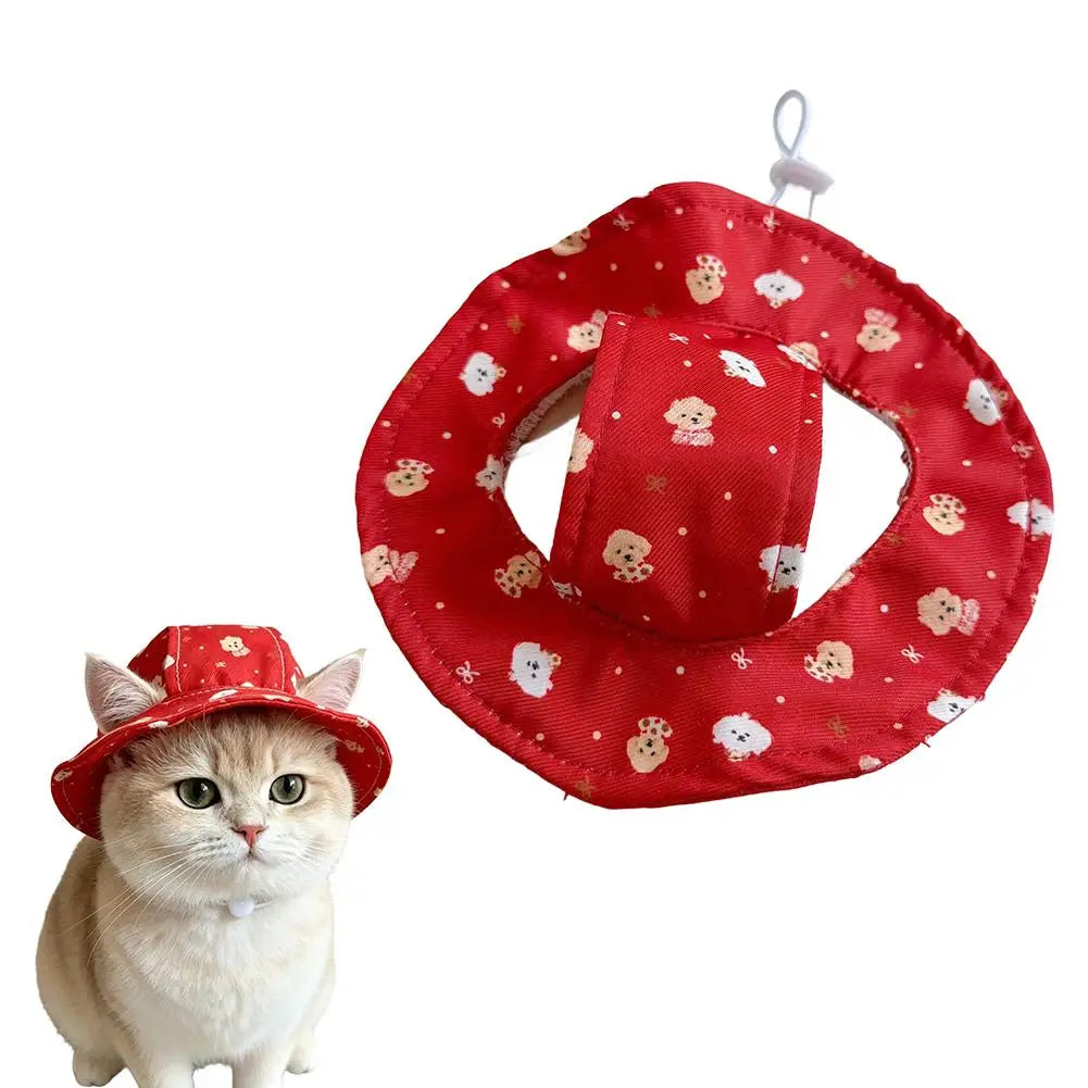 Cartoon UV Sun Hat for Small Cats & Dogs | Pet Bucket Hat