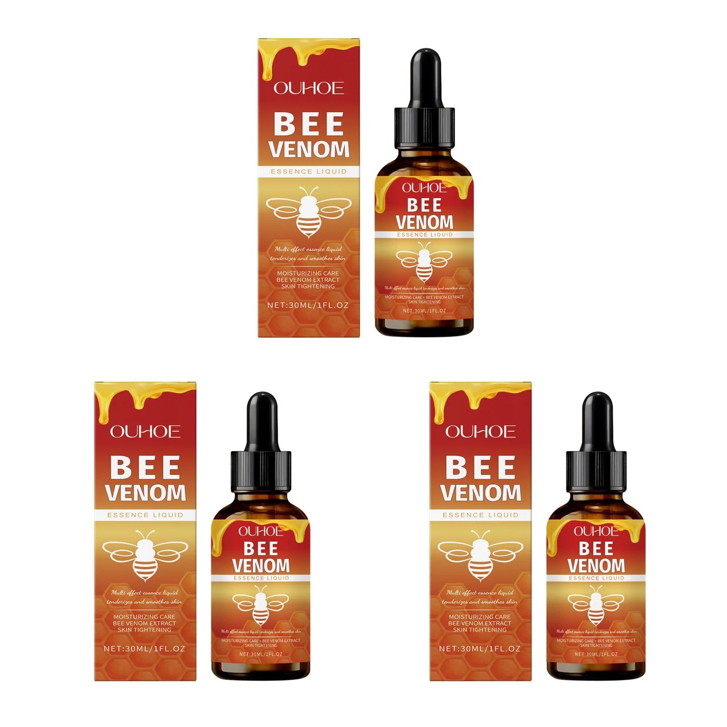 Bee Venom Firming Serum Lifting Tightening Fades Fine Lines Hydrating Brightening Facial Skin Treatment for Firmer Radiant Skin Peaceful Pleasures Health and Wellness 3 x 30ml Boxed