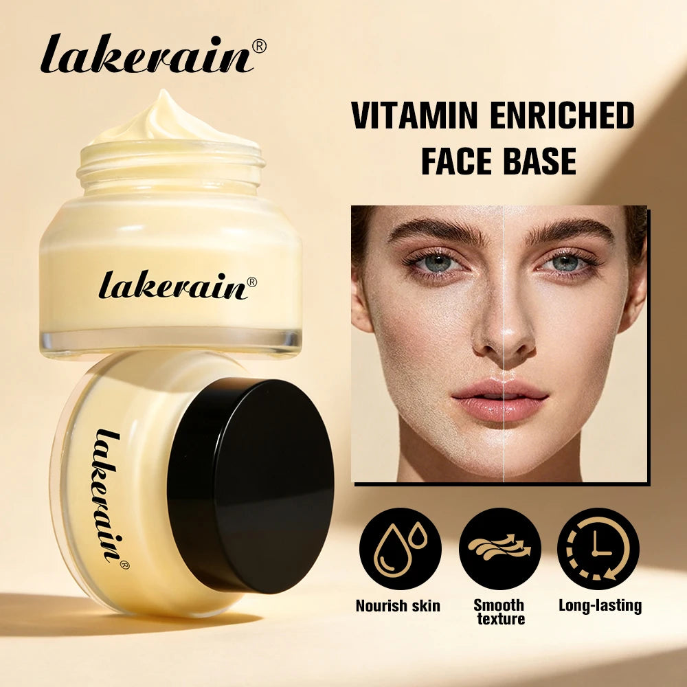 Lakerain Vitamin Facial Base Cream Long Lasting Makeup Nourishes Skin Deep Hydration Smoothly Flawless Smooth Pores Base Cream Peaceful Pleasures Health and Wellness