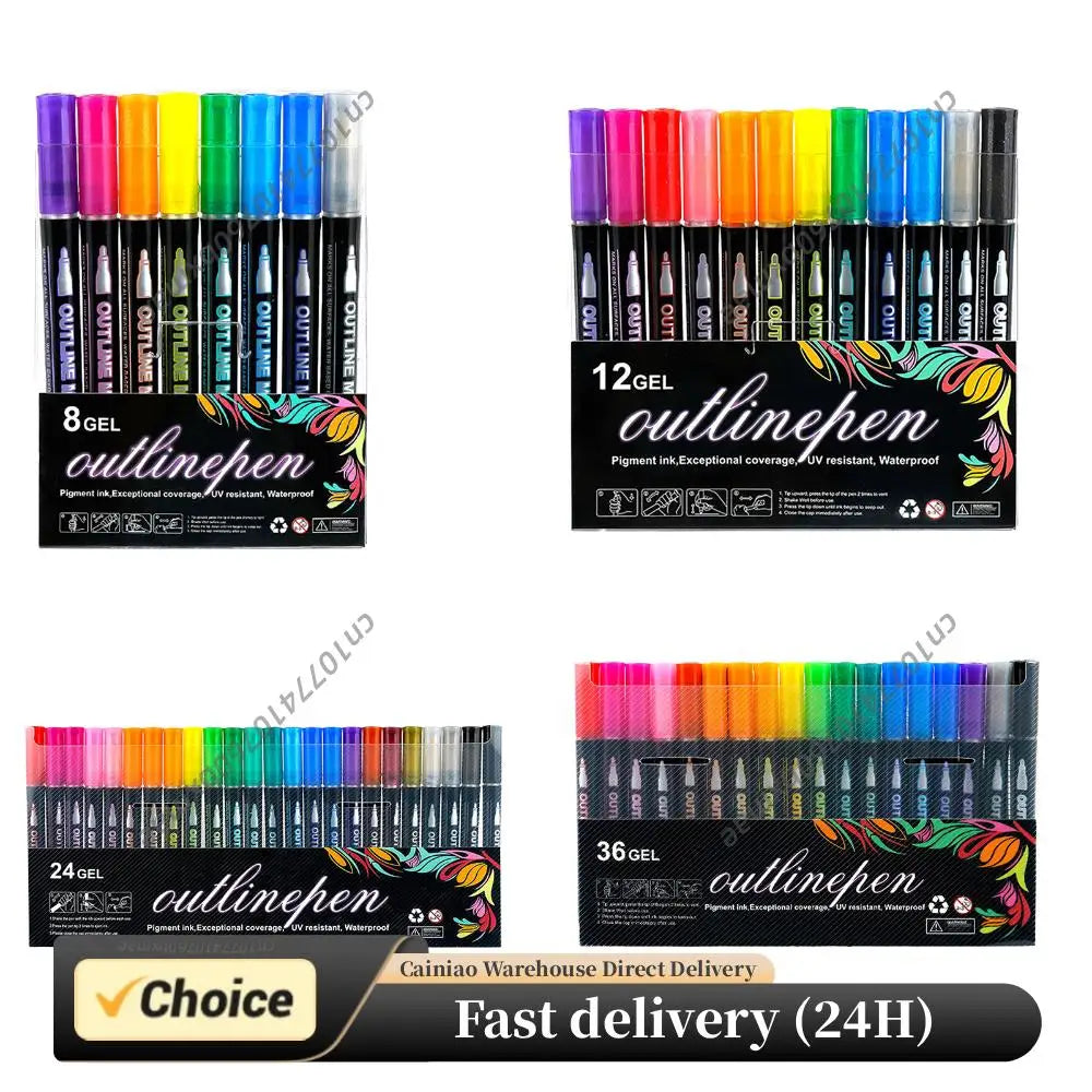 Self-Outline Metallic Glitter Pens Sparkle Doodle Shimmer Marker Drawing Pens for Journaling Coloring Art Planning Supplies Peaceful Pleasures Health and Wellness