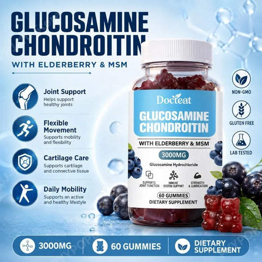 Glucosamine Chondroitin Gummies 3000mg | Elderberry MSM Turmeric Joint Support Gummies Peaceful Pleasures Health and Wellness