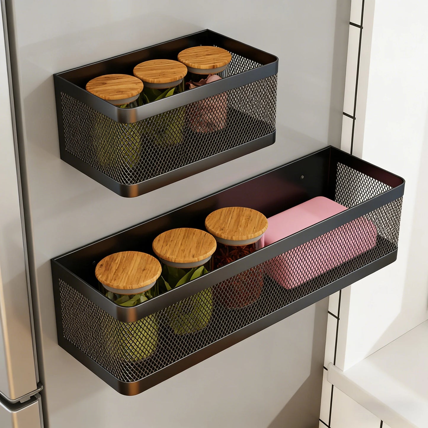 Magnetic Spice Rack – No-Drill Fridge Side Kitchen Organizer