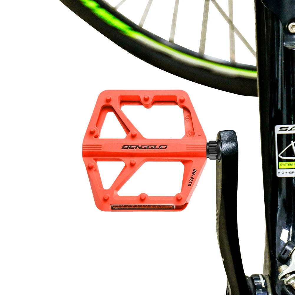 Double DU Bearing Ultralight Bike Pedals with Reflector Mountain Road Bike Flat Pedals Bicycle Platform Pedals for Night Riding Peaceful Pleasures Health and Wellness