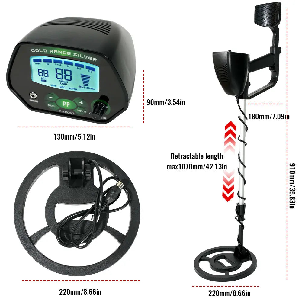 MD-4090 Professional Metal Detector Finder Waterproof Search Coil Seeker Treasure Underground Gold Detector High Accuracy Peaceful Pleasures Health and Wellness