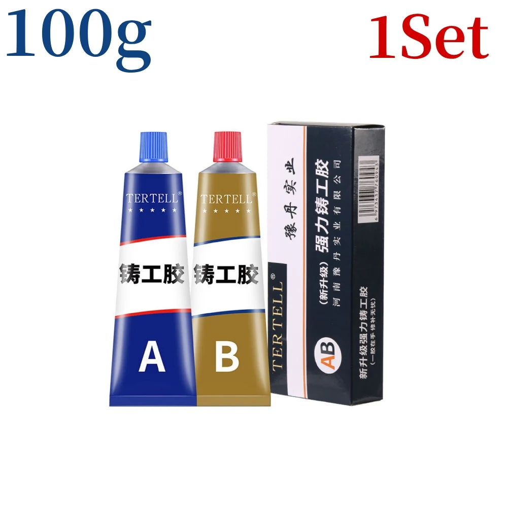 AB Type Casting Repair Glue High Temperature Resistant Liquid Metal Welding Filler Metal Repair Glue Caulking Agent Extra Strong Peaceful Pleasures Health and Wellness 100g 1PCS