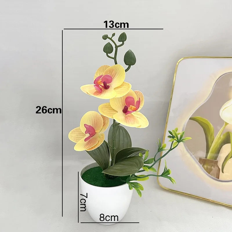 Silk Butterfly Orchid Artificial Plant | Desktop Potted Decor