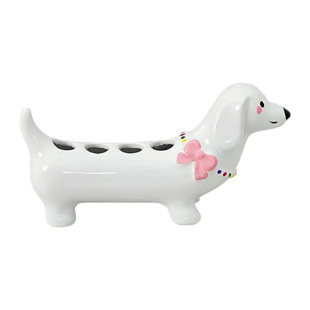 Dachshund Ceramic Toothbrush Holder Storage Rack Bathroom Sink Washstand Toothbrush Base Bathroom Decoration Peaceful Pleasures Health and Wellness 03