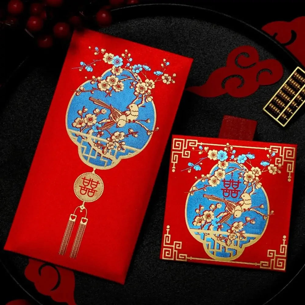 New Year's Blessing Bag Red Envelope Luck Money Bag New Year Packet Money Pocket New Year Gifts Good Luck Red Pocket DIY Packing Peaceful Pleasures Health and Wellness 9x9cm-3-10pcs-