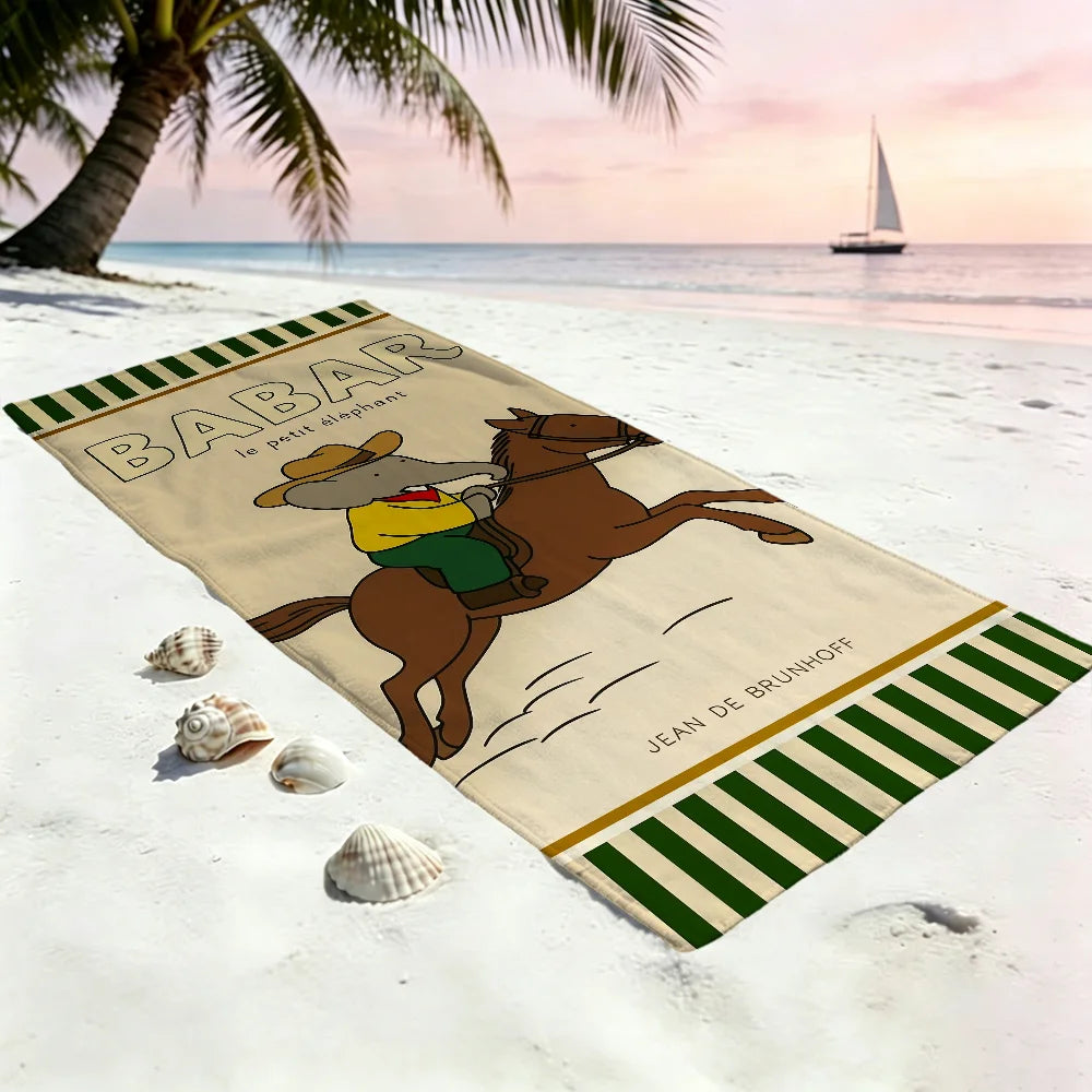 Babar Elephant Beach Towel – Quick Dry Soft Pool & Travel Towel Quick Dry Beach Towel Peaceful Pleasures Health and Wellness