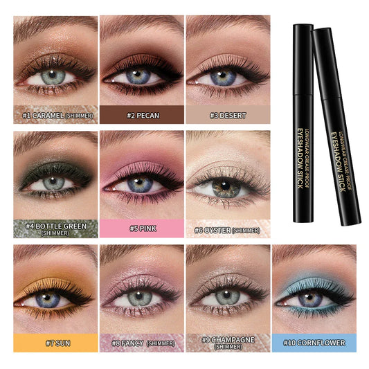 10-Color Glitter Eyeshadow Sticks – Waterproof, Long-Lasting Set Eyeshadow Stick Set Oasis Select