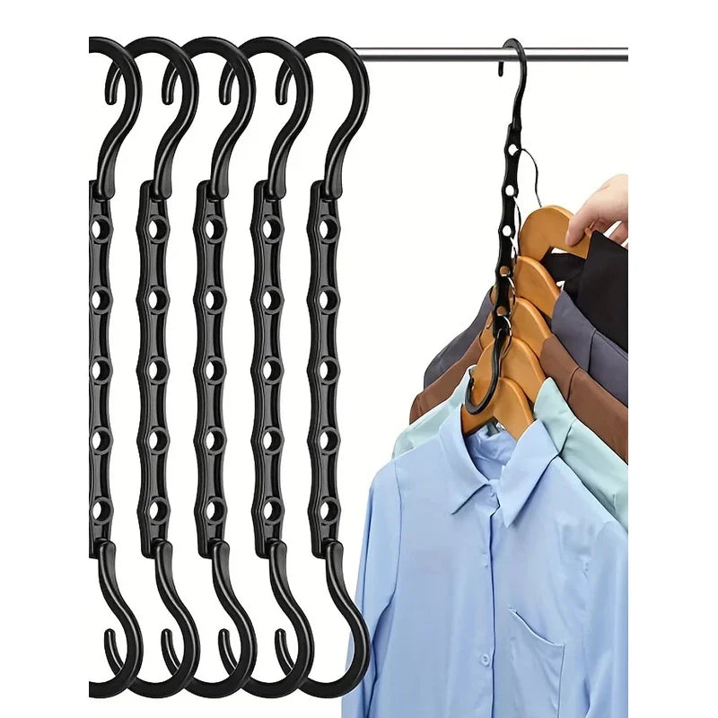 Space Saving Storage Hangers Multifunction Plastic Clothes Racks Rotary Organizer Hangers 5 Hole Magic Closet Wardrobe Organizer Peaceful Pleasures Health and Wellness