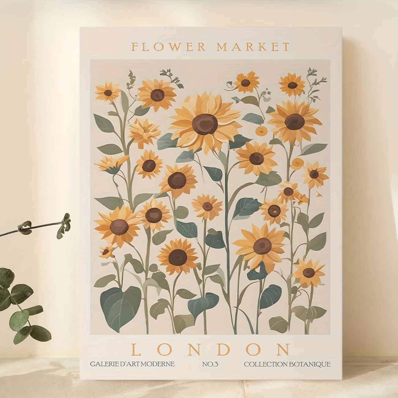 Vintage London Flower Market Sunflower Canvas Wall Art Print