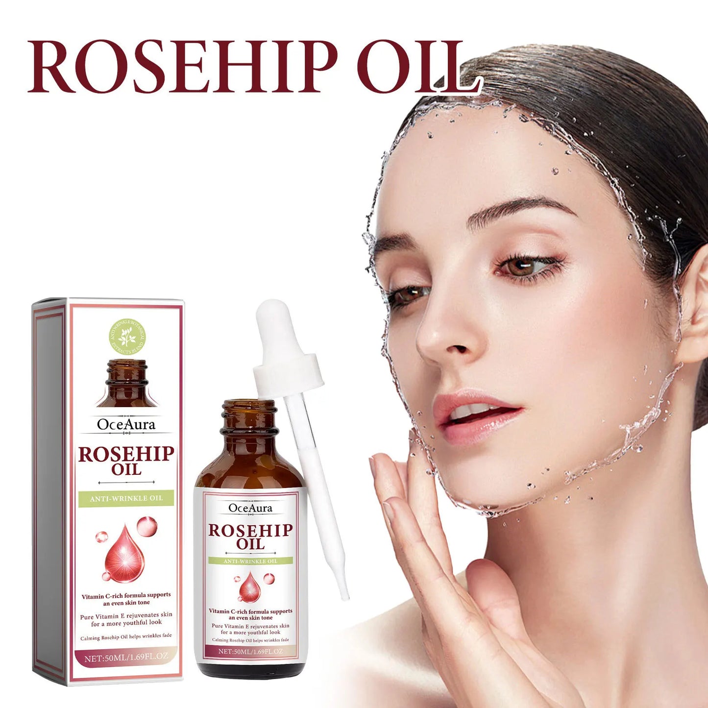OceAura Rosehip Oil Face Serum – Fine Lines & Pore Firming 50ml
