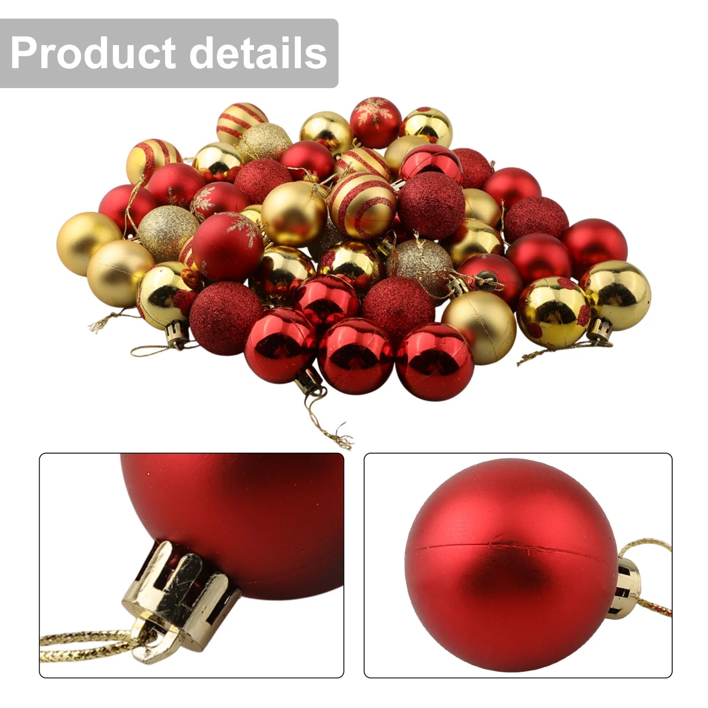 Christmas Ball Ornaments Tree Decorations Red Gold Hanging Bauble