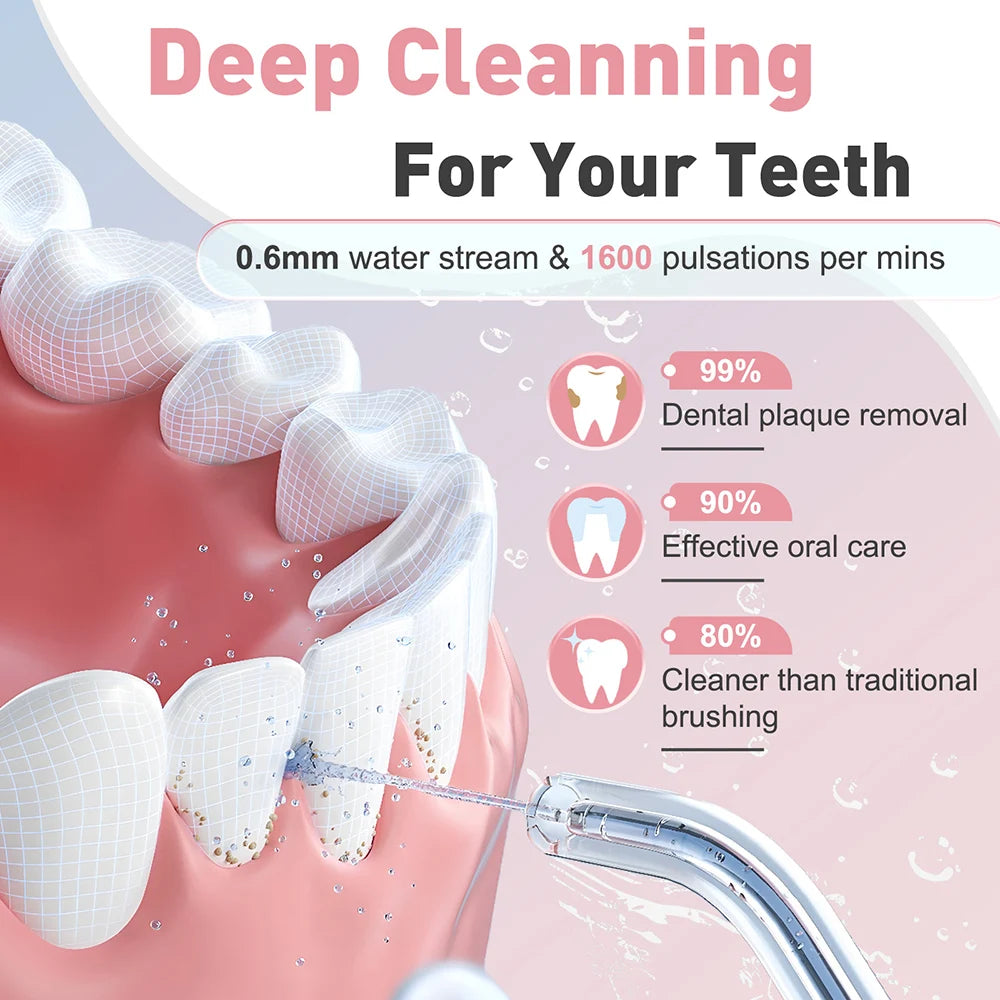 Water Flosser Cordless Oral Irrigator USB Rechargeable IPX6 Portable Dental Water Jet Teeth Cleaner For Home Travel Braces Care Peaceful Pleasures Health and Wellness