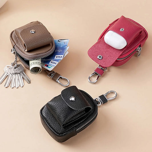 Soft Leather Mini Waist Pouch For Women Keys Coin Earphone Storage Lightweight Portable Organizer Peaceful Pleasures Health and Wellness