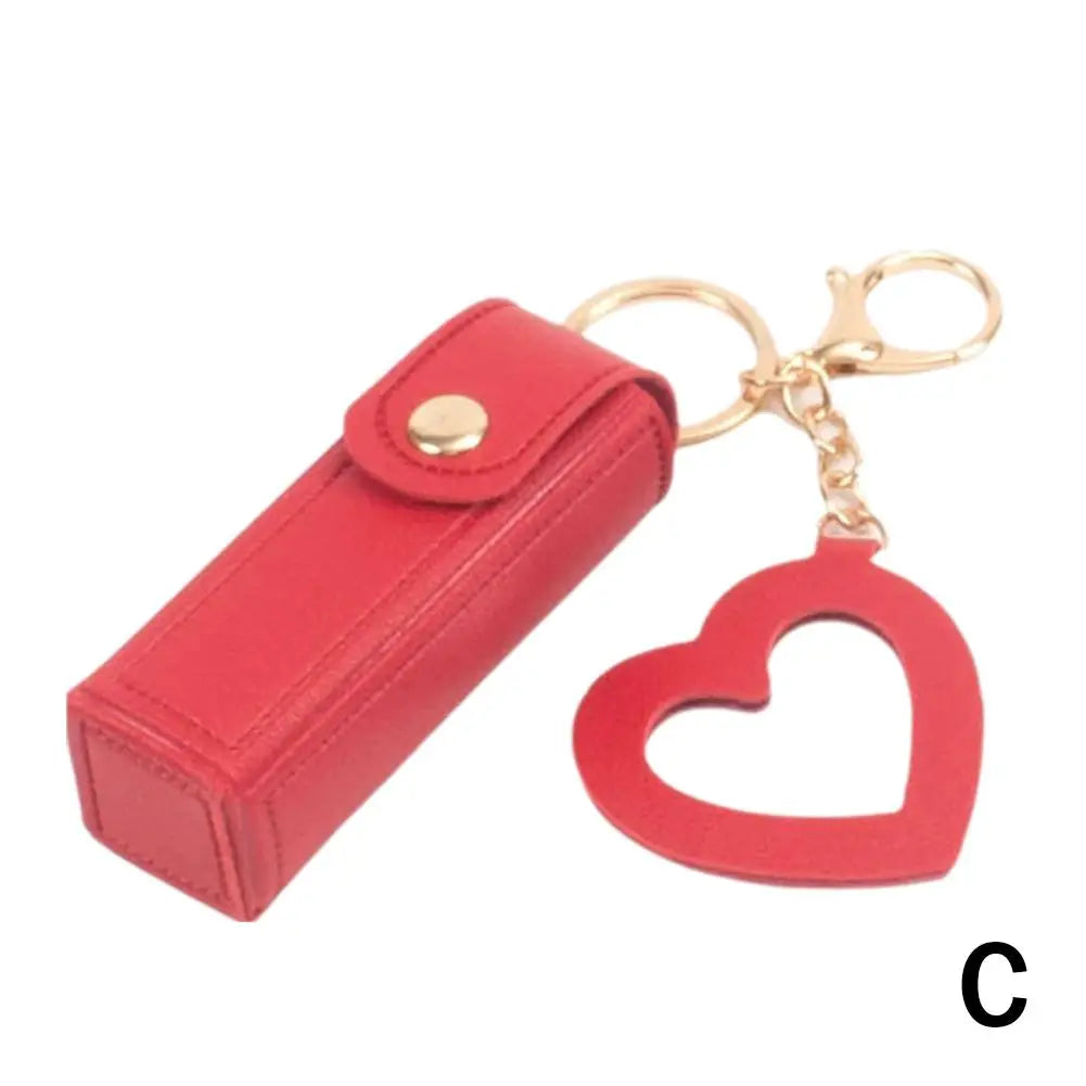 Mini PU Leather Lipstick Bag Keychain | Lip Gloss Holder Lipstick Bag Keychain Peaceful Pleasures Health and Wellness C