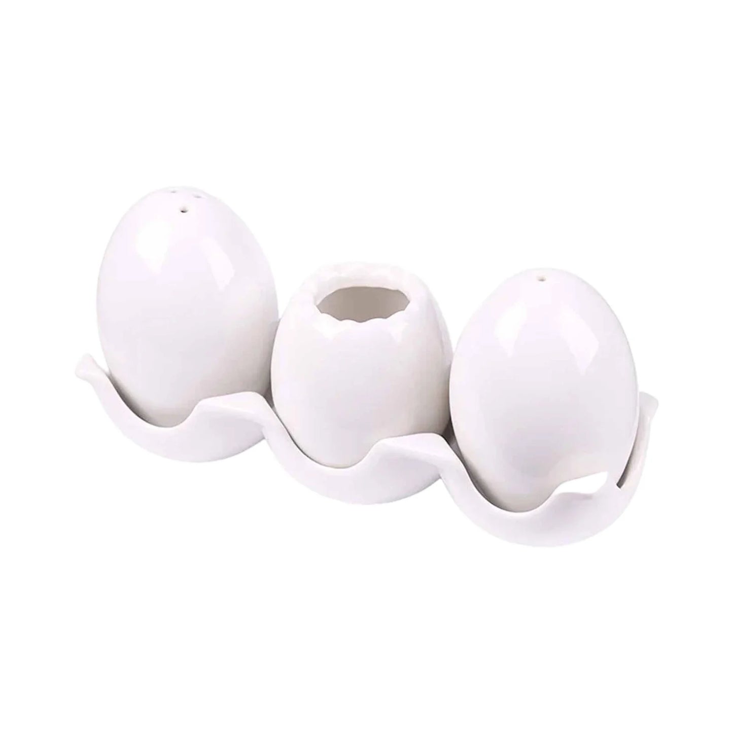 Egg-Shaped Ceramic Spice Bottle Set with Tray & Toothpick Box