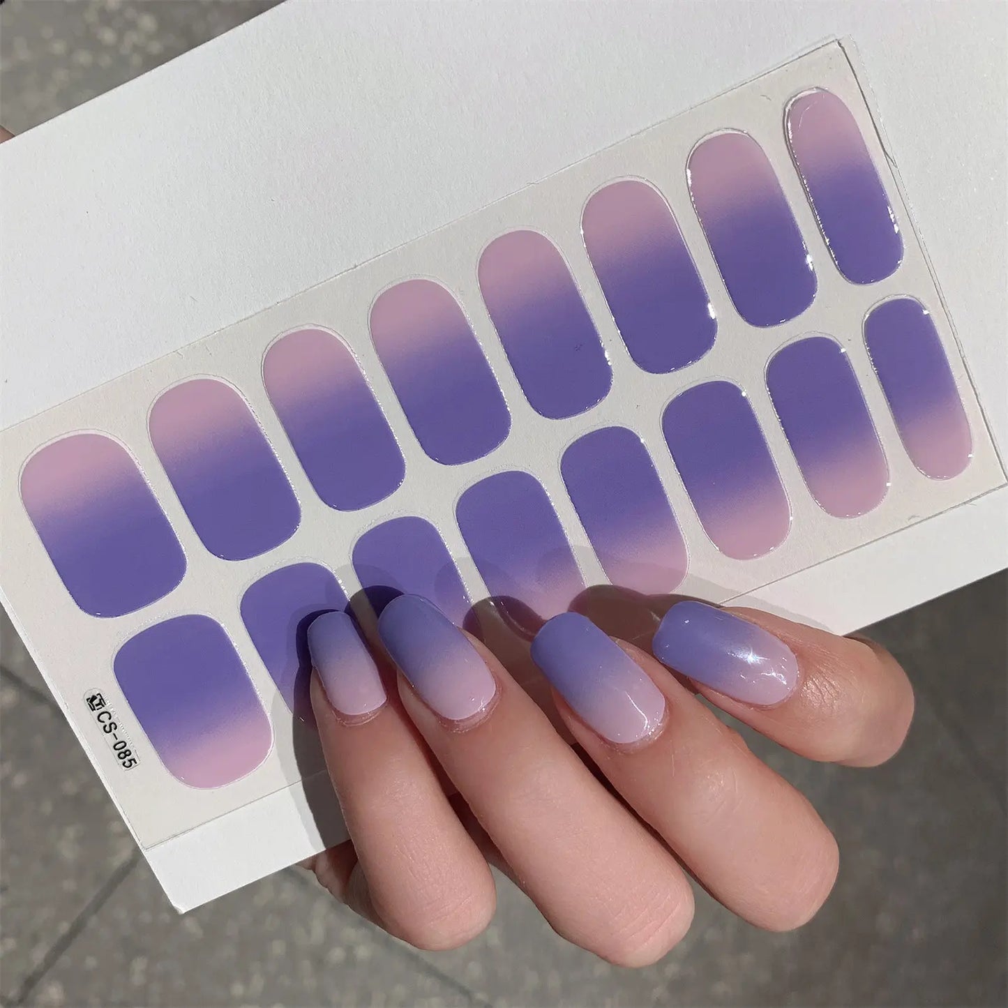 1 Sheet Semi Cured Wrap Gradient Nail Sticker Multi Color Solid Gel Full Cover Slider No Need UV Lamp Cured Fast Gel Nail Decal Peaceful Pleasures Health and Wellness Cs85