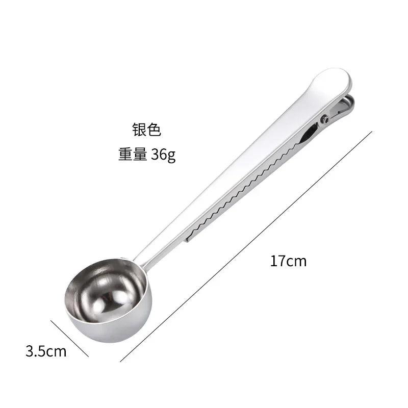 Stainless Steel Coffee Measuring Spoon with Bag Clip