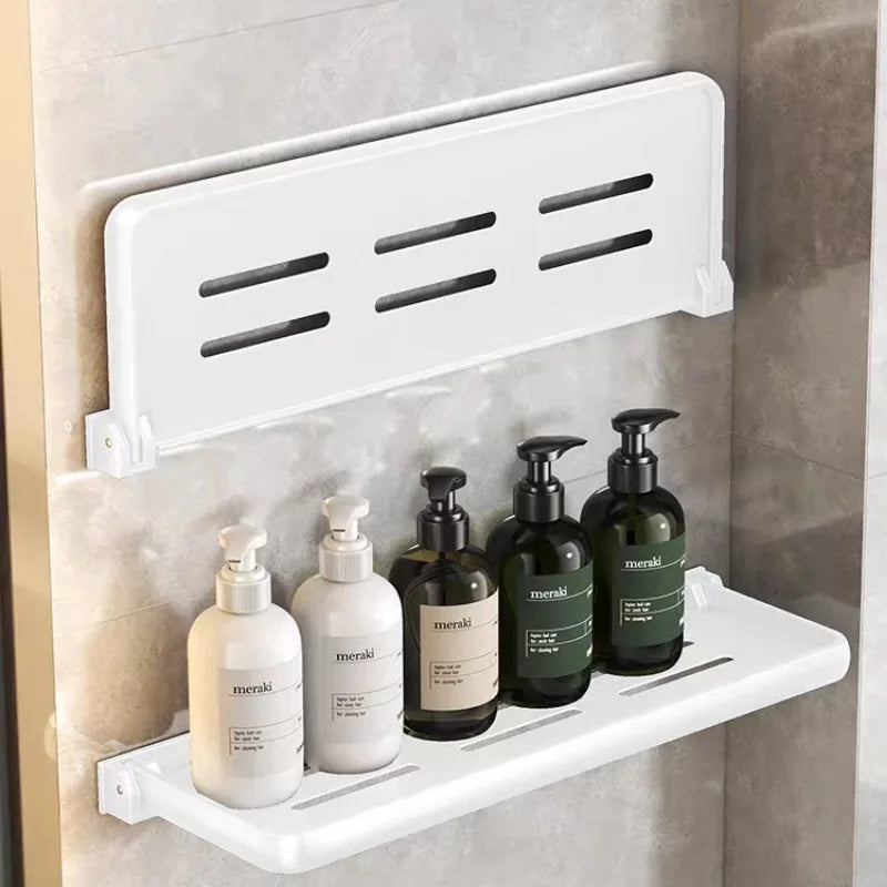 Foldable Aluminium Bathroom Shelf | No-Drill Wall Organiser