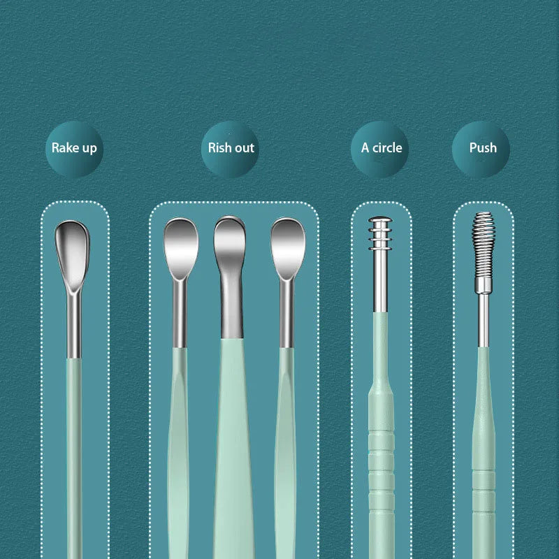 6pcs Ear Pick Earwax Removal Kit, Ear Cleansing Tool Set, Ear Curette Ear Wax Remover Tool With Storage Box, Ear Wax Cleaning To Peaceful Pleasures Health and Wellness