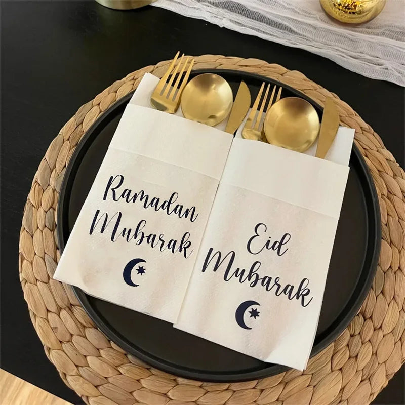5-Pack Eid Ramadan Mubarak Paper Napkin & Cutlery Holders