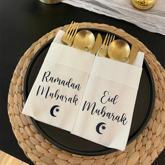 5-Pack Eid Ramadan Mubarak Paper Napkin & Cutlery Holders Napkin Cutlery Holders Peaceful Pleasures Health and Wellness