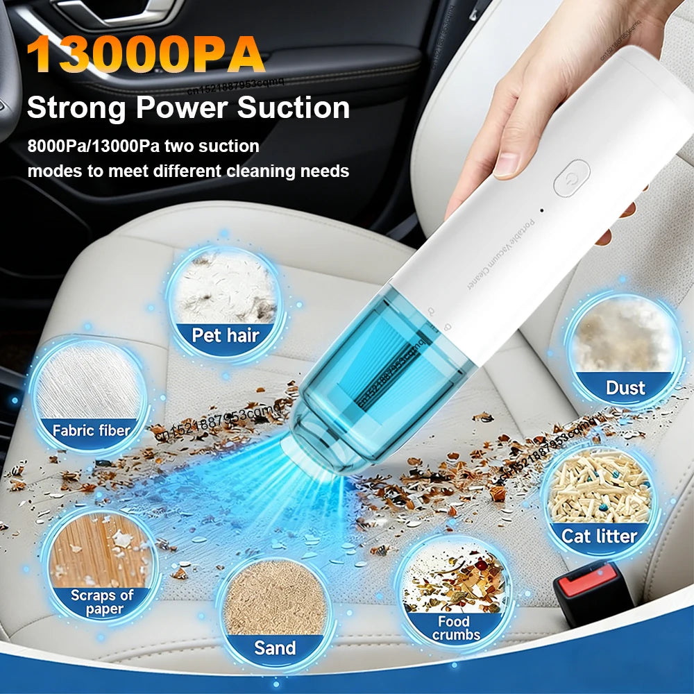 13000PA Wireless Car Vacuum Cleaner USB Rechargeable Powerful Suction Cleaning Machine Handheld Portable Car&Home Vacuum Cleaner Peaceful Pleasures Health and Wellness