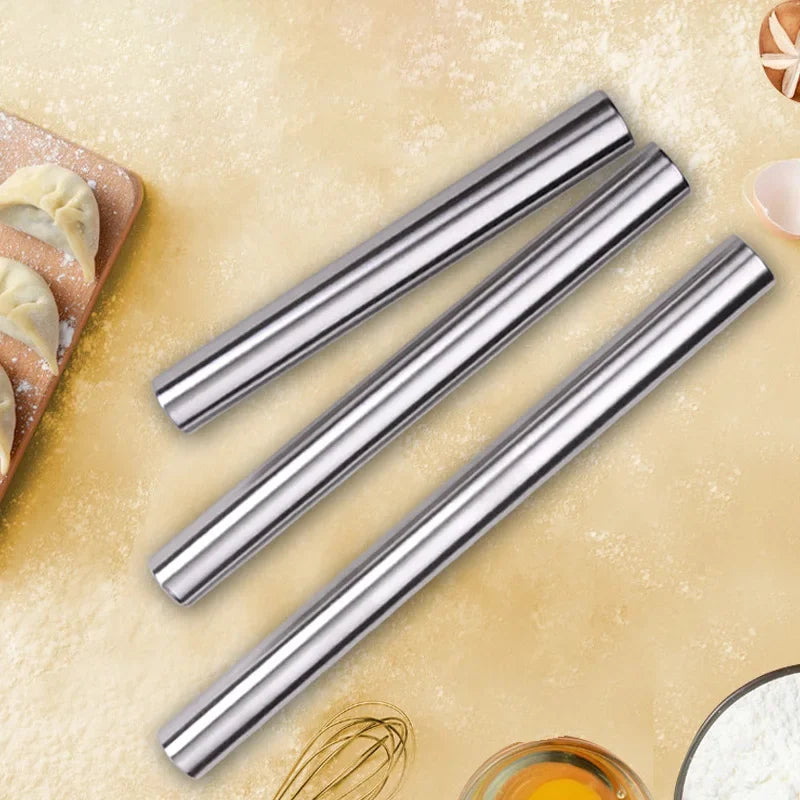 Stainless Steel Embossed Rolling Pin | 3 Sizes – Patterned Dough Roller for Pizza, Pastry & Cookies