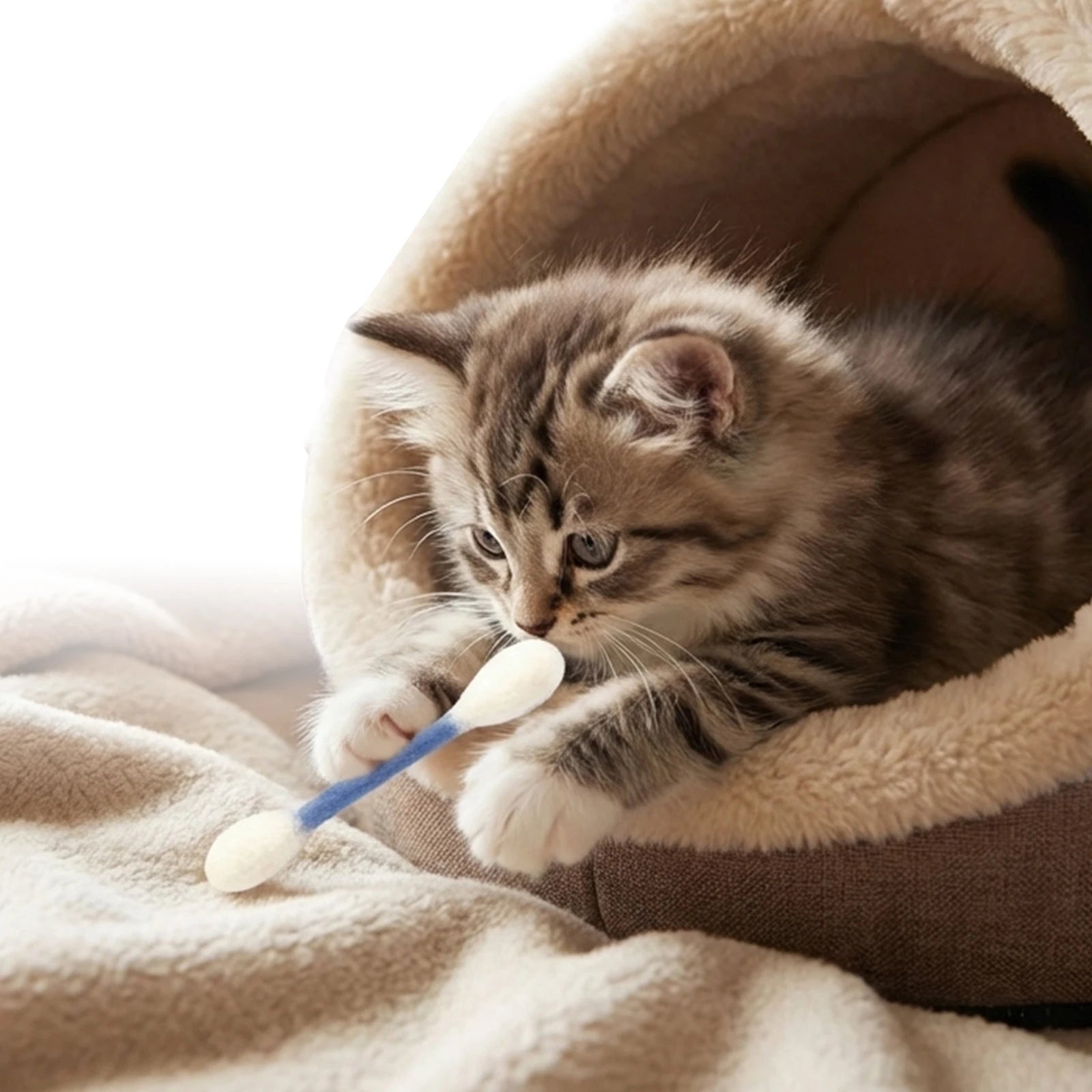 6 Pack Durable Felt Cat Kicker Toy Giant Cotton Swab Shape Interactive Kitten Teething Rope Chew Toy for Indoor Cats Accessory Peaceful Pleasures Health and Wellness