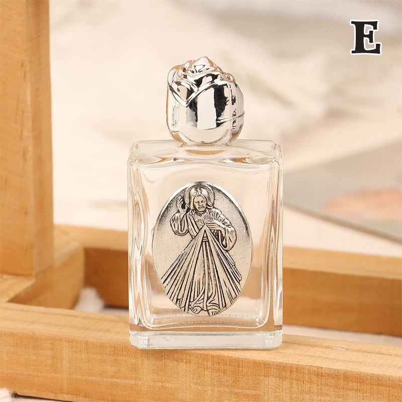 Glass Holy Water Bottle – Christian Cross & Virgin Design | 12 Styles