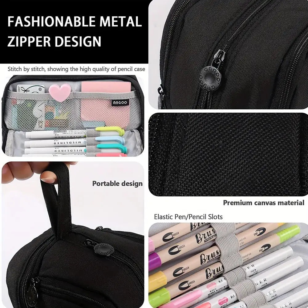 Large Capacity Multilayer Pencil Case – Nylon Zipper Pouch