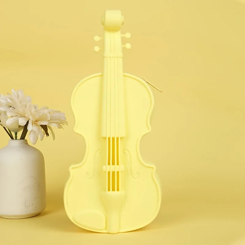 Violin Pencil Case – Silicone Pen Box & Makeup Pouch