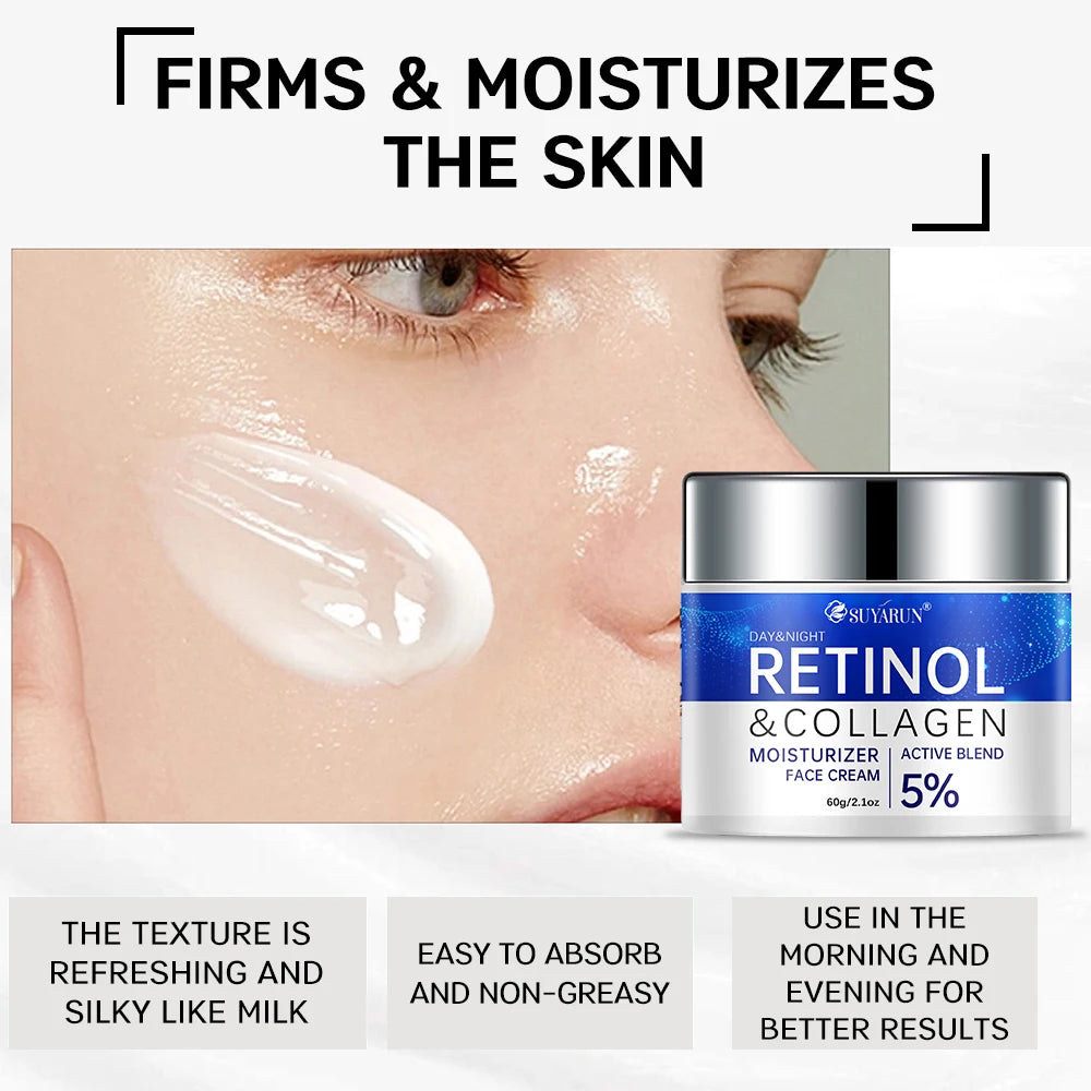 SUYARUN Retinol + Collagen Face Cream - Anti-Aging Wrinkle Reducer & Firming Moisturizer | Hydration Boost for Mature Skin. Peaceful Pleasures Health and Wellness