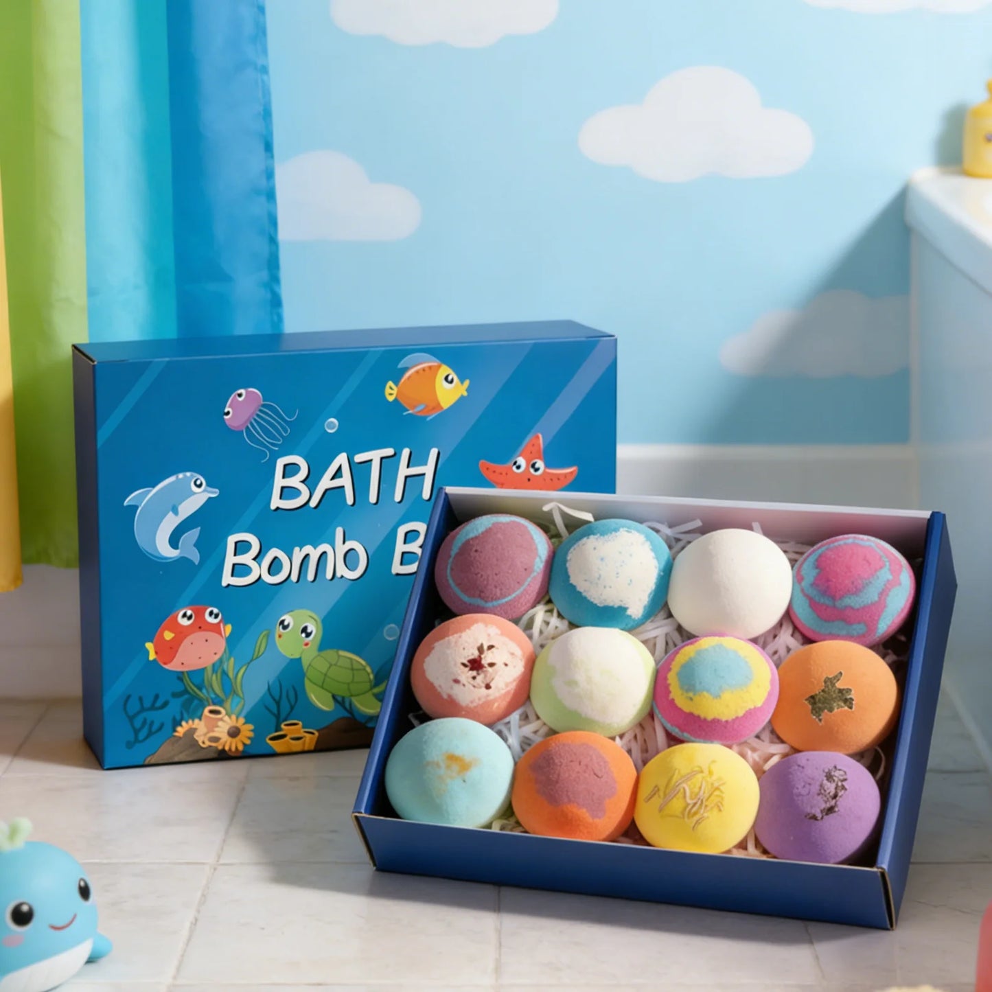 Kids Bath Bombs Inside Hidden Surprise Gentle Cleanse Colorful Rich Bubble Funny Relaxing Kid Bath Toys Children Shower Gift Set Peaceful Pleasures Health and Wellness