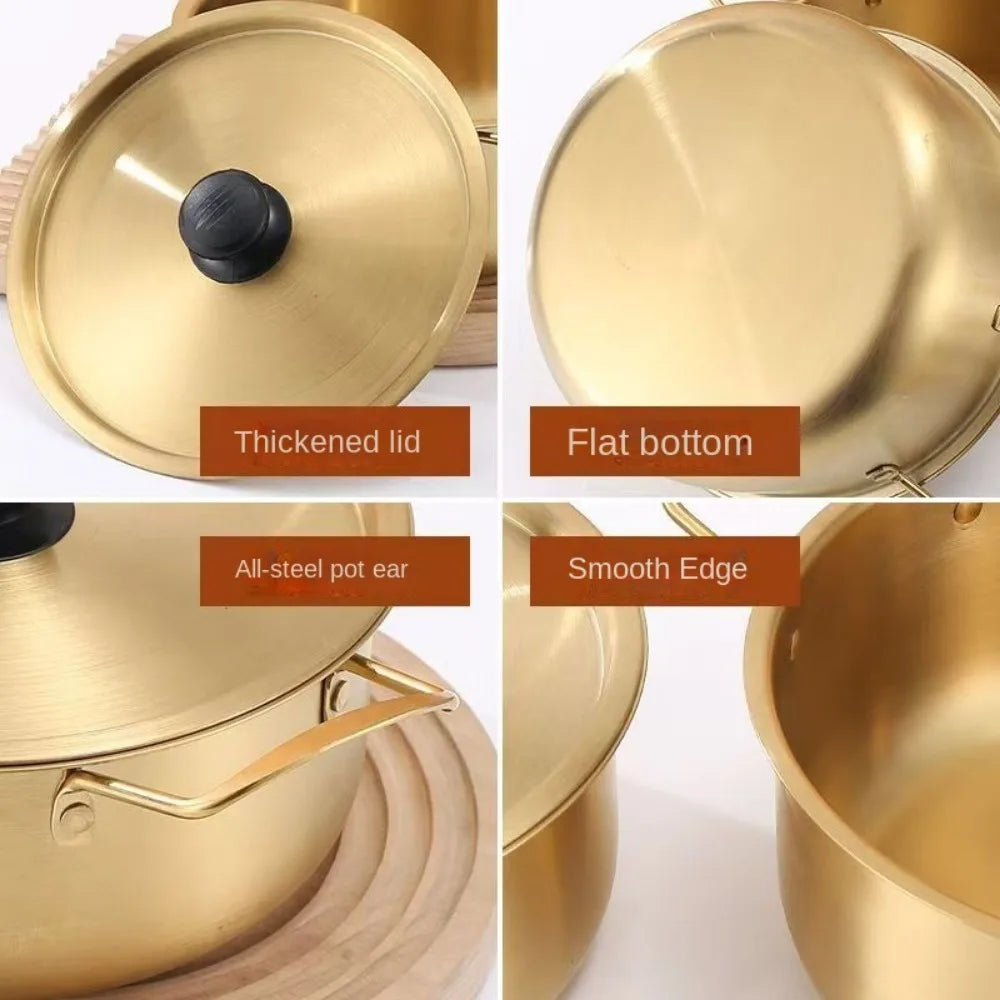 Korean Mini Ramen Pot | Stainless Steel Soup Hot Pot with Lid