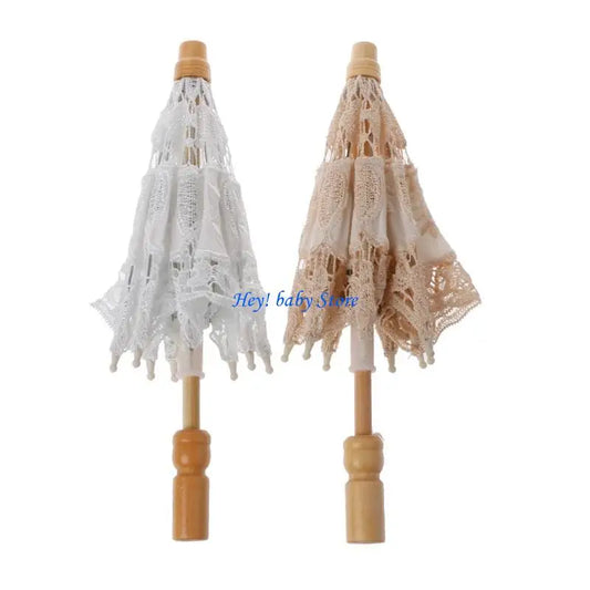 Mini White Lace Parasol Umbrella – Baby Photography Prop Baby Photo Prop Peaceful Pleasures Health and Wellness