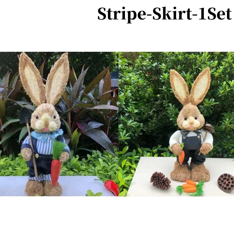Handmade Straw Easter Bunny Ornament | Rustic Spring Decor