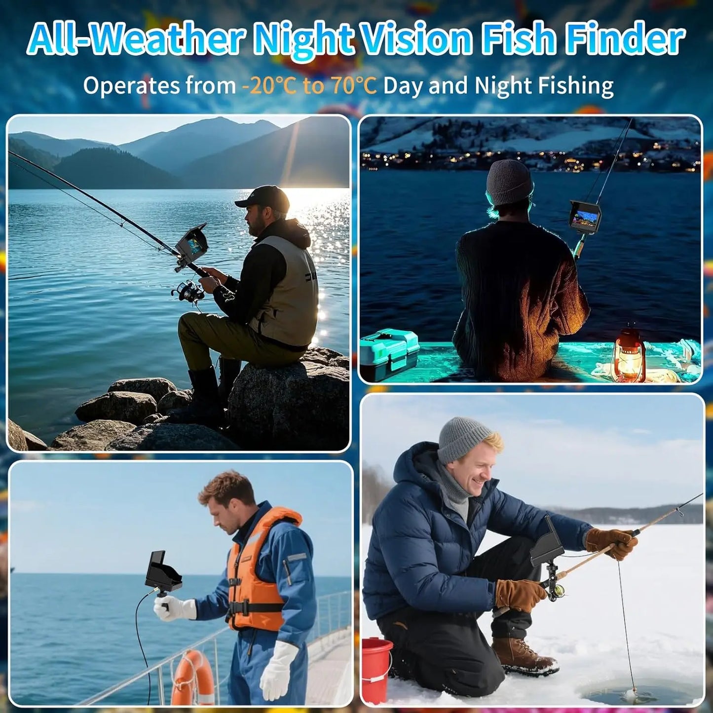 1080P Underwater Fishing Camera – Night Vision, 4.3" LCD, IP68