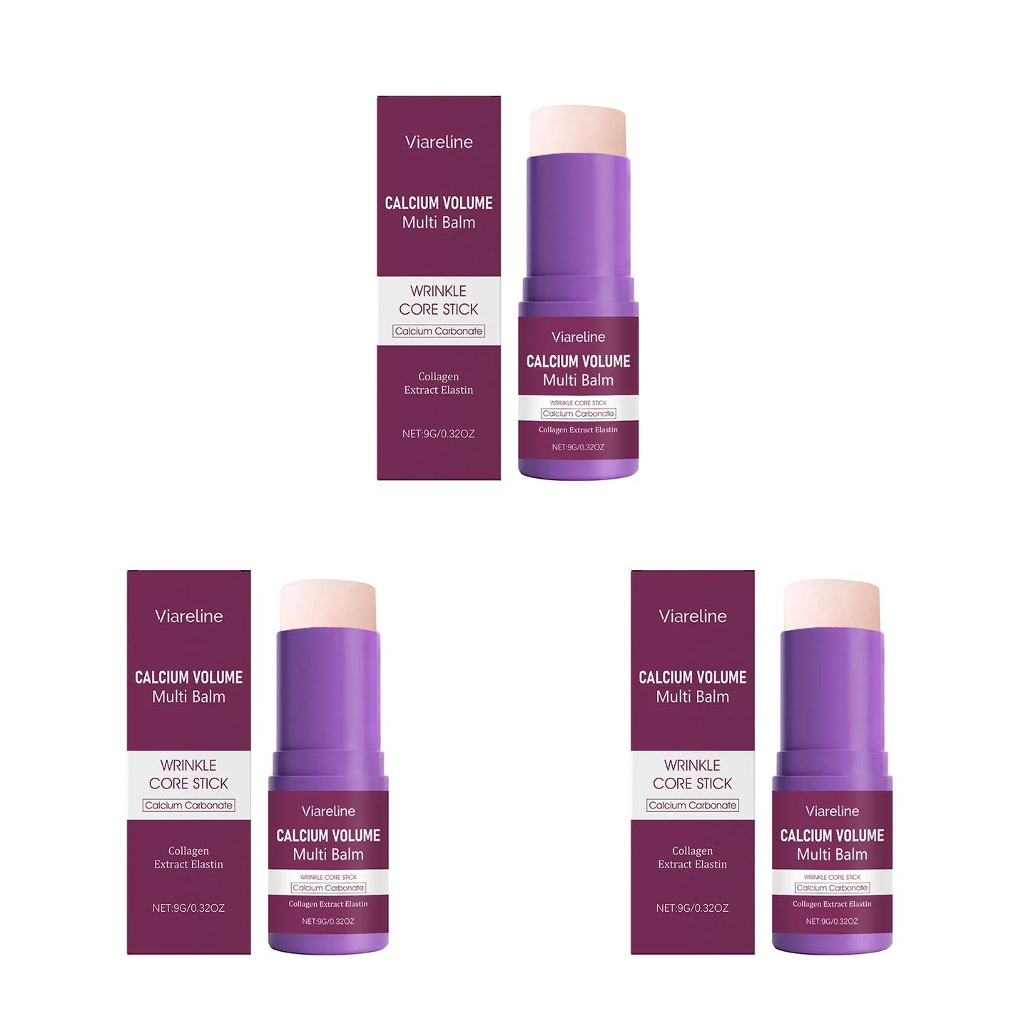 Calcium Volume Multi Balm Stick Hydrating Firming Smoothing Glow Fade Fine Lines Softening Stabilizing Brightening Wrinkle Cream Peaceful Pleasures Health and Wellness 27g boxed