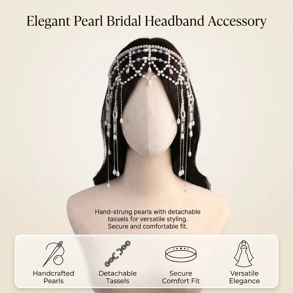 Imitation Pearl Headband Hair Accessory With Detachable Tassels For Wedding And Formal Events Peaceful Pleasures Health and Wellness