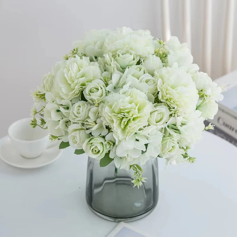 Artificial Silk Rose Carnation Bouquet | Wedding & Home Décor