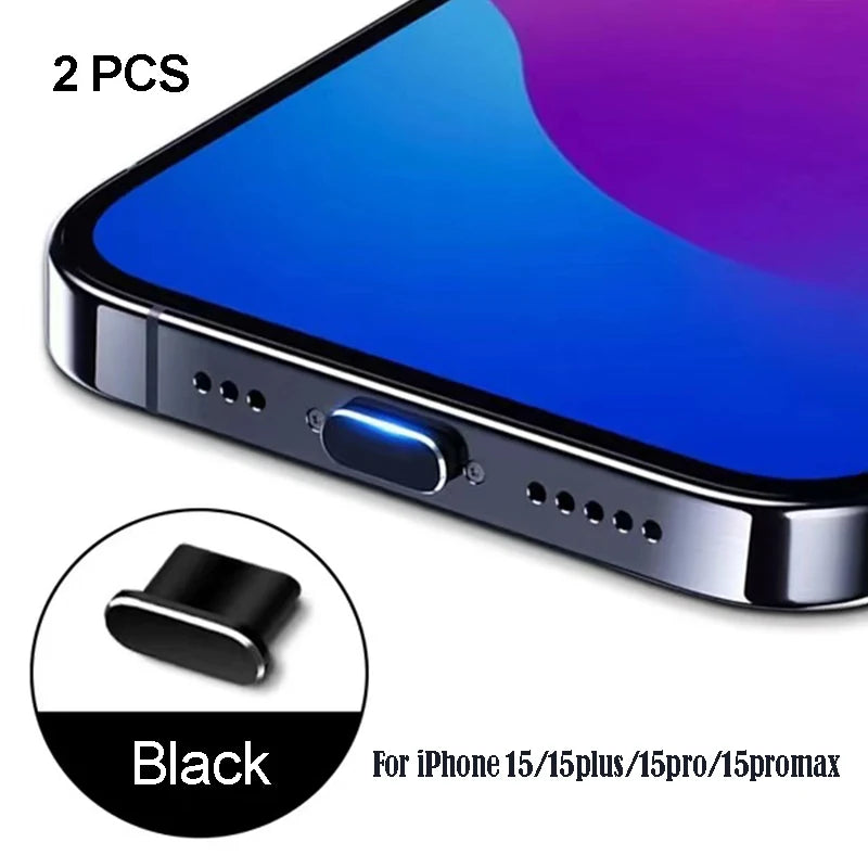 iPhone15 Pro Max Accessories iPhone Dust Plug For Mobile Phone Accessories Dust Cap For Mobile Usb Dust Plug Usb A iPhone15 Plus Peaceful Pleasures Health and Wellness Black(2pcs)