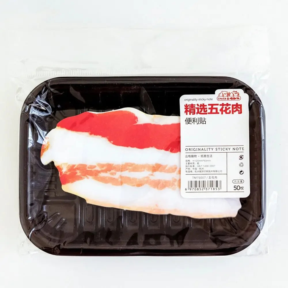 Japanese Style Notepad Students Gift Simulation Fish Meat Sticky Notes Self-Adhesive Pads School Stationery Supplies Memo Pad Peaceful Pleasures Health and Wellness Pork belly