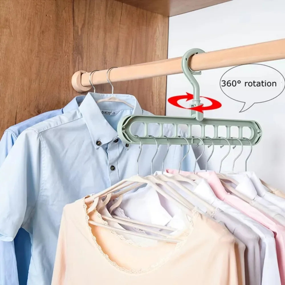 5-Pack Foldable 9-Hole Wardrobe Clothes Hanger Space Saver