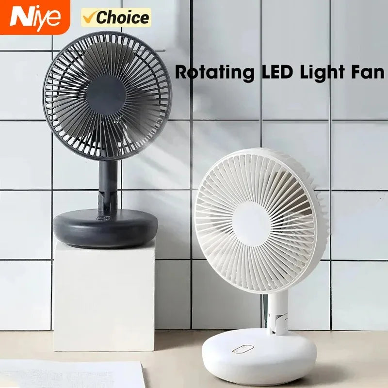 Folding Telescopic Floor Stand Fan Portable 6 Inch USB Rechargeable Adjustable Height Super Quiet 3 Speeds for Bedroom Peaceful Pleasures Health and Wellness