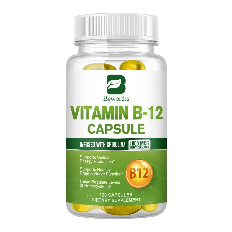 Organic Vitamin B12 Capsules 1000mcg – Energy, Brain & Nerve Support Peaceful Pleasures Health and Wellness 1Bottle United States