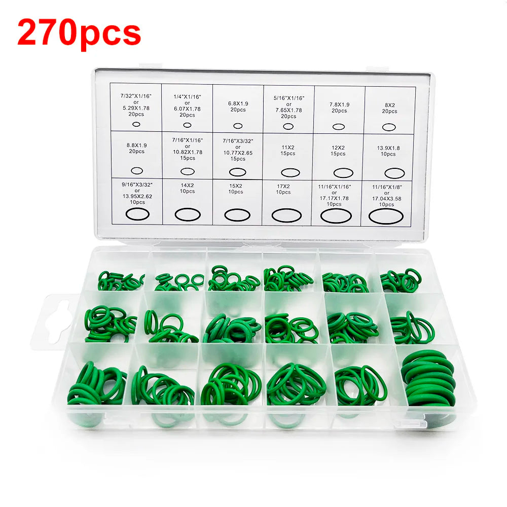 O-Rings Kit Nitrile Rubber Oring Assortment with 4 Hook Set for Various Car Auto Vehicle Repair Plumbing Pressure Washer Air Peaceful Pleasures Health and Wellness 270pcs Green